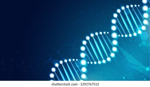 DNA digital, sequence, code structure with glow. Science concept and nano technology background. vector design.