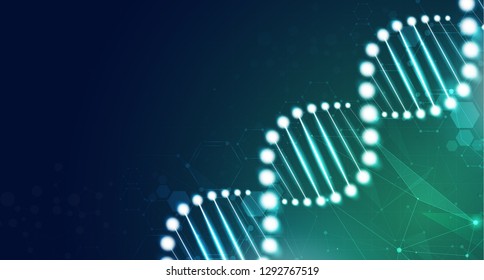 DNA digital, sequence, code structure with glow. Science concept and nano technology background. vector design.