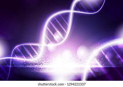 DNA digital, sequence, code structure with glow. Science concept and nano technology background. vector design.