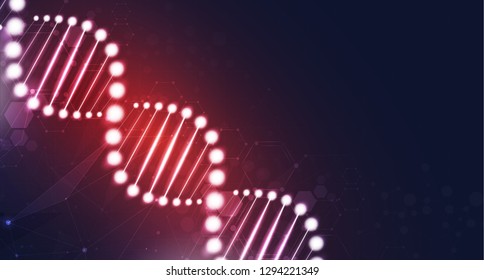 DNA digital, sequence, code structure with glow. Science concept and nano technology background. vector design.