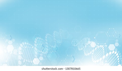 DNA digital, sequence, code structure with glow. Science concept and nano technology background. vector design