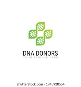 dna donors logo, creative cross health vector