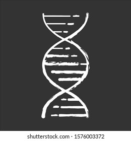 DNA double helix chalk icon. Deoxyribonucleic, nucleic acid structure. Spiraling strands. Chromosome. Molecular biology. Genetic code. Genome. Genetics. Isolated vector chalkboard illustration