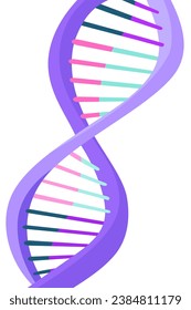 DNA double helix - hand drawn vector illustration. Flat color design.