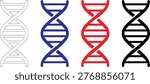 DNA Double Helix Icon Set in Multiple Styles and Colors, Genetics Symbol Collection, Molecular Biology Vector Illustration for Science and Medical Design
