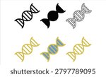 Dna double helix icons in various colors and styles isolated on transparent background, Vector