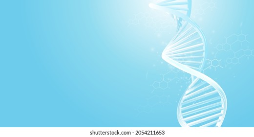 DNA Double Helix Model On A Light Blue Background.