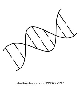 DNA double helix. Modern minimal black thin line vector icon isolated on transparent background. Line thickness editable