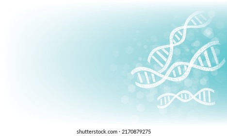 DNA double helix on white and blue background. Graphic of DNA with futuristic element.Genetics background. Science and Technology concept. 