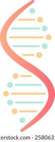 DNA double helix is rotating, forming a dynamic structure with pastel colors, representing genetics, biology, life science and medical research