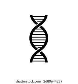 Silueta de doble hélice de ADN, ícono de Vector de una molécula genética para conceptos de ciencia, biología y medicina, aislada en blanco.