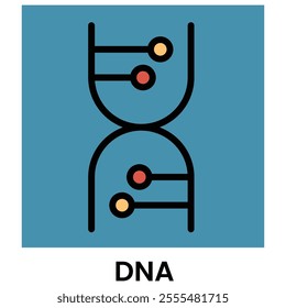 DNA Double Helix Simplified Icon for Medical Element Design