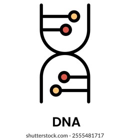 DNA Double Helix Simplified Icon for Medical Element Design