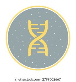 DNA double helix structure icon in a circular background with yellow border