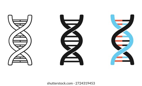 Conjunto de ilustración de estructura de doble hélice de ADN