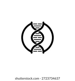 Dna double helix structure symbol in circle