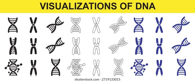 Estructuras de doble hélice de ADN e ilustraciones cromosómicas