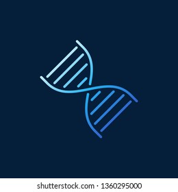 DNA double helix vector concept blue outline icon or logo element on dark background