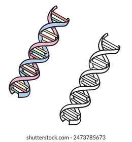 dna drawing with line art style. Simple design outline style. You can change color you want. Dna vector illustration