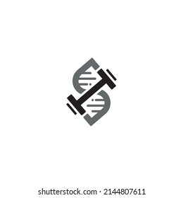 Logo de ADN y Dumbbell o diseño de iconos