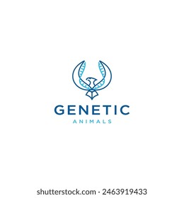 Dna eagle minimalist logo design template flat vector