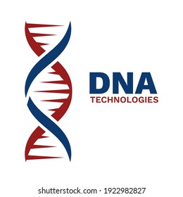 DNA emblem. Abstract helix, genetics and genome engineering science brand vector logo. Molecular spiral structure for futuristic technologies. Health and medicine evolution logotype