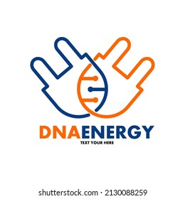 DNA energy vector logo template. This design use plug symbol. Suitable for electrical and laboratory