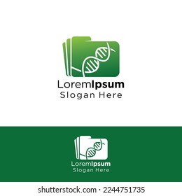 DNA file logo vector, DNA medical and folder logo concept
