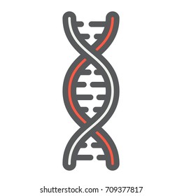 DNA filled outline icon, medicine and healthcare, genetic sign vector graphics, a colorful line pattern on a white background, eps 10.