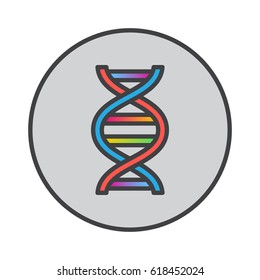 DNA filled outline icon, round colorful vector sign, circular flat pictogram. Symbol, logo illustration