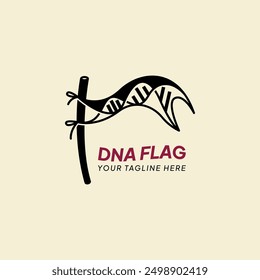 DNA Flag logo. Abstract DNA molecule helix spirals isolated on a broken white background. Vector illustration concept medical science, genetic biotechnology, chemistry biology, gene.