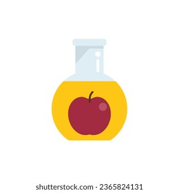 Dna flask Apfel Symbol flach Vektorgrafik. GVO-Lebensmittel. Genmedizin einzeln