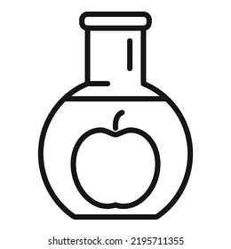 Dna flask apple icon outline vector. Gmo food. Gene medicine