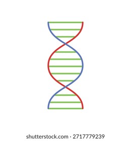 DNA flat icon for genetics, science and research concepts. Clean vector design for education, biology, medical apps, UI, websites and digital science projects.