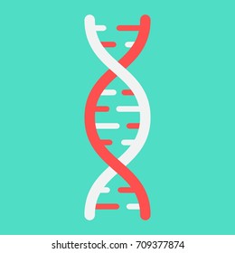 DNA flat icon, medicine and healthcare, genetic sign vector graphics, a colorful solid pattern on a cyan background, eps 10.