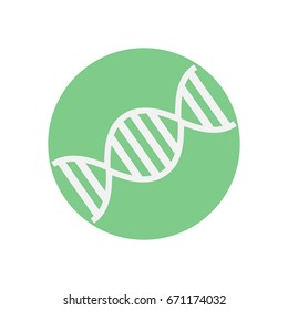 DNA flat icon. Round colorful button, Genome circular vector sign, logo illustration. Flat style design