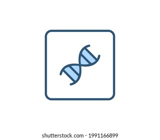 Icono plano de ADN. Señales de línea delgada para el logotipo de diseño, tarjeta de visita, etc. Símbolo de esquema único de alta calidad para diseño web o aplicación móvil. Pictograma de contorno médico.