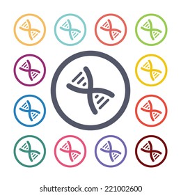 dna flat icons set. Open round colorful buttons. Vector 
