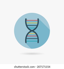 DNA Flat style Icon with long shadows