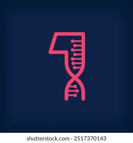 Diseño de forma de ADN del número 1, logotipo número uno. Sector de la salud, la investigación científica y los laboratorios.