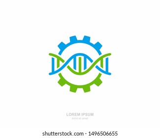 DNA gear Logo vector design template