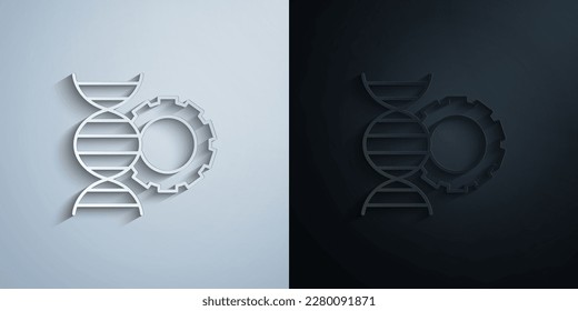 ADN, icono de papel de engranaje con efecto de sombra diseño de iluminación vectorial