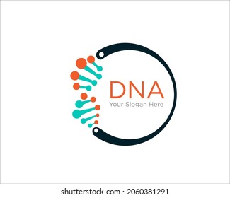 logotipo del dna y del círculo de genes para el logotipo de servicios médicos y de salud
