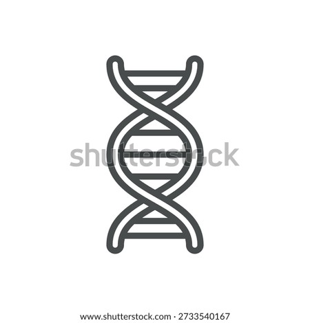 DNA Gene Editing Icon. Outline DNA Helix with Inner Strand, Representing CRISPR Genetic Engineering, Biotechnology, Genome Modification. Isolated Line Vector Symbol.