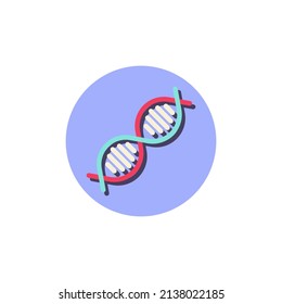 DNA-Gen-Symbol Rundherum bunter Knopf, kreisförmiges Vektorzeichen. Flaches Design