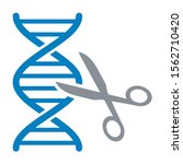 DNA gene / genome editing with scissors or eugenics flat vector color icon for science apps and websites