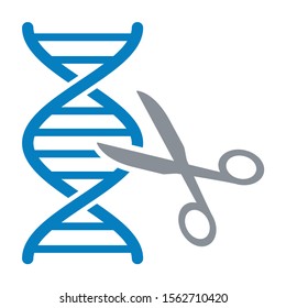 DNA gene / genome editing with scissors or eugenics flat vector color icon for science apps and websites