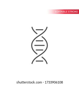 Dna, genetic code simple thin line vector icon. Editable stroke.