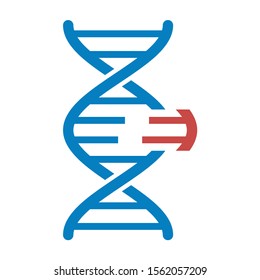 DNA genetic engineering or gene / genome editing flat vector color icon for science apps and websites