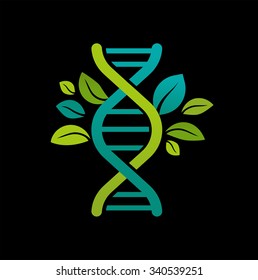 DNA, ícone genético - árvore com folhas verdes